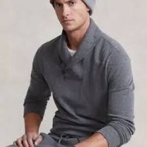 Tommy Hilfiger Mens Shawl Collar Sweater Wool Ribbed‎ Hem Cuffs Old Money Preppy